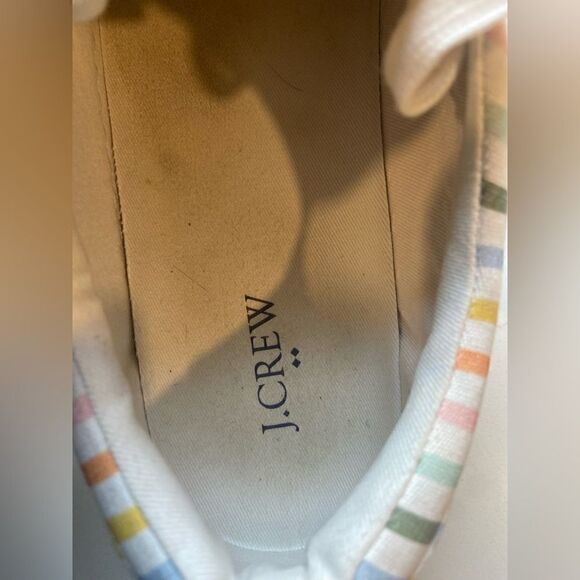 J. Crew Striped Sneakers Women Casual 8.5 Rainbow Printed Road Trip Canvas - Picture 7 of 9
